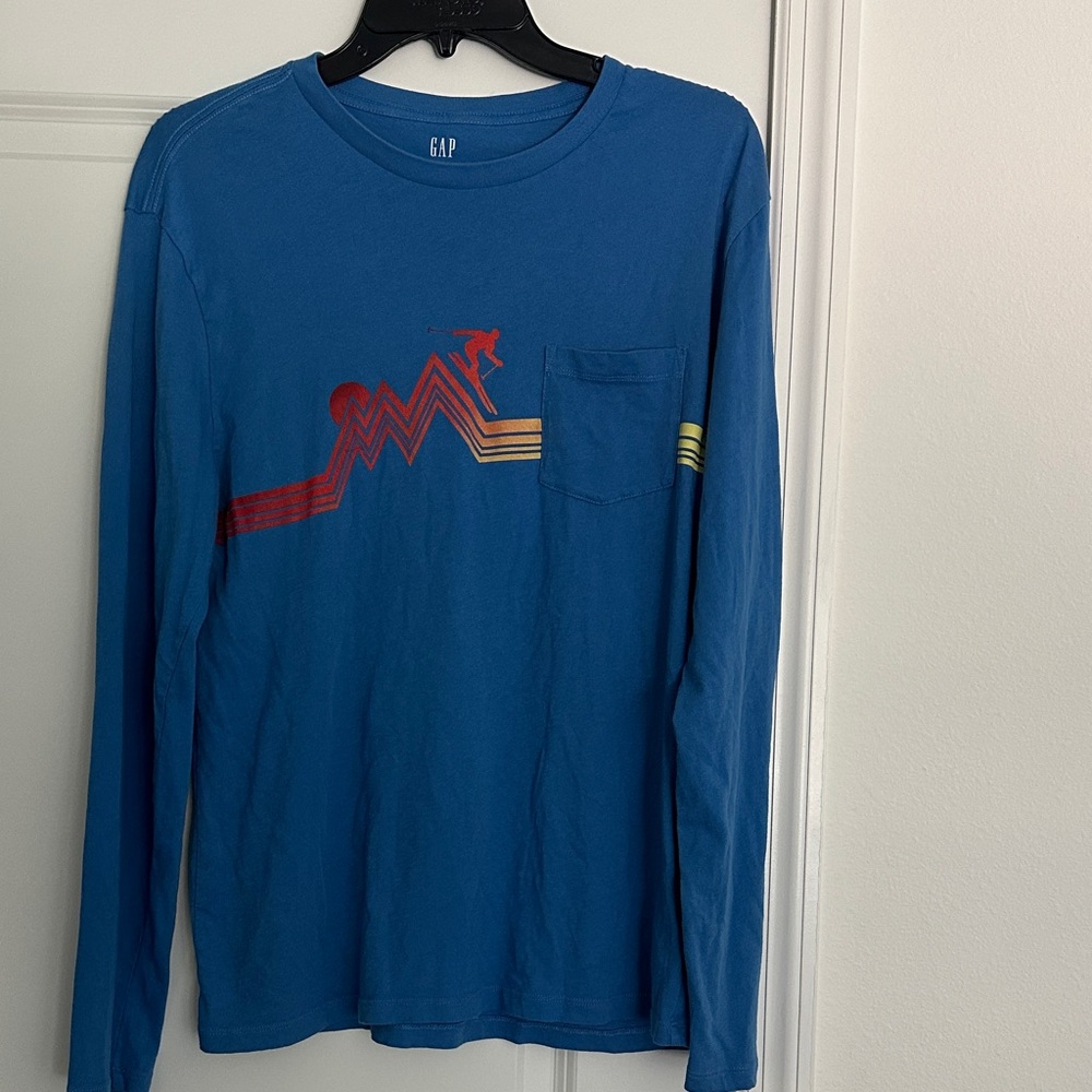 GAP Vibrant Blue Long Sleeve Tee with Graphic